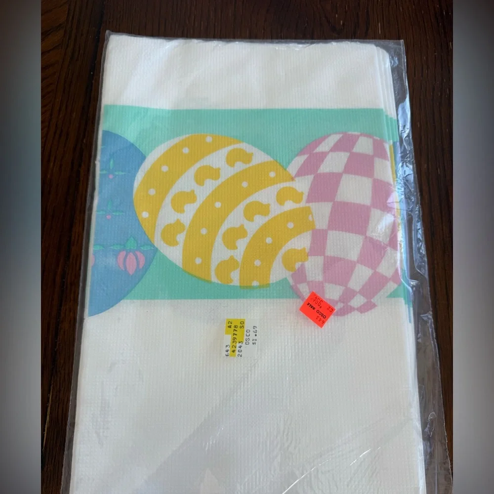 Vintage CA Reed Paper Plastic Table Covers lot‎ of 5 Easter Bunny Egg Basket